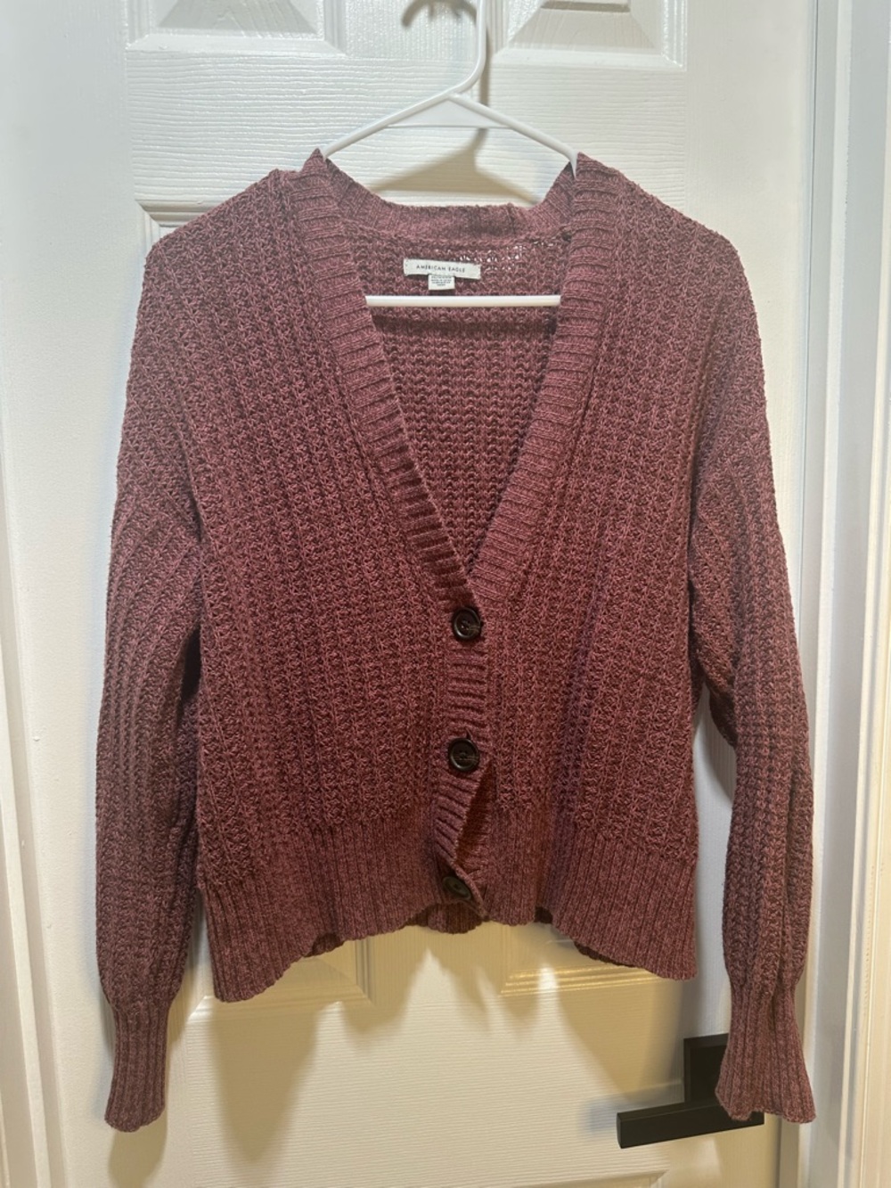 American Eagle Outfitters Women's Chunky Knit Cardigan - Mauve Plum